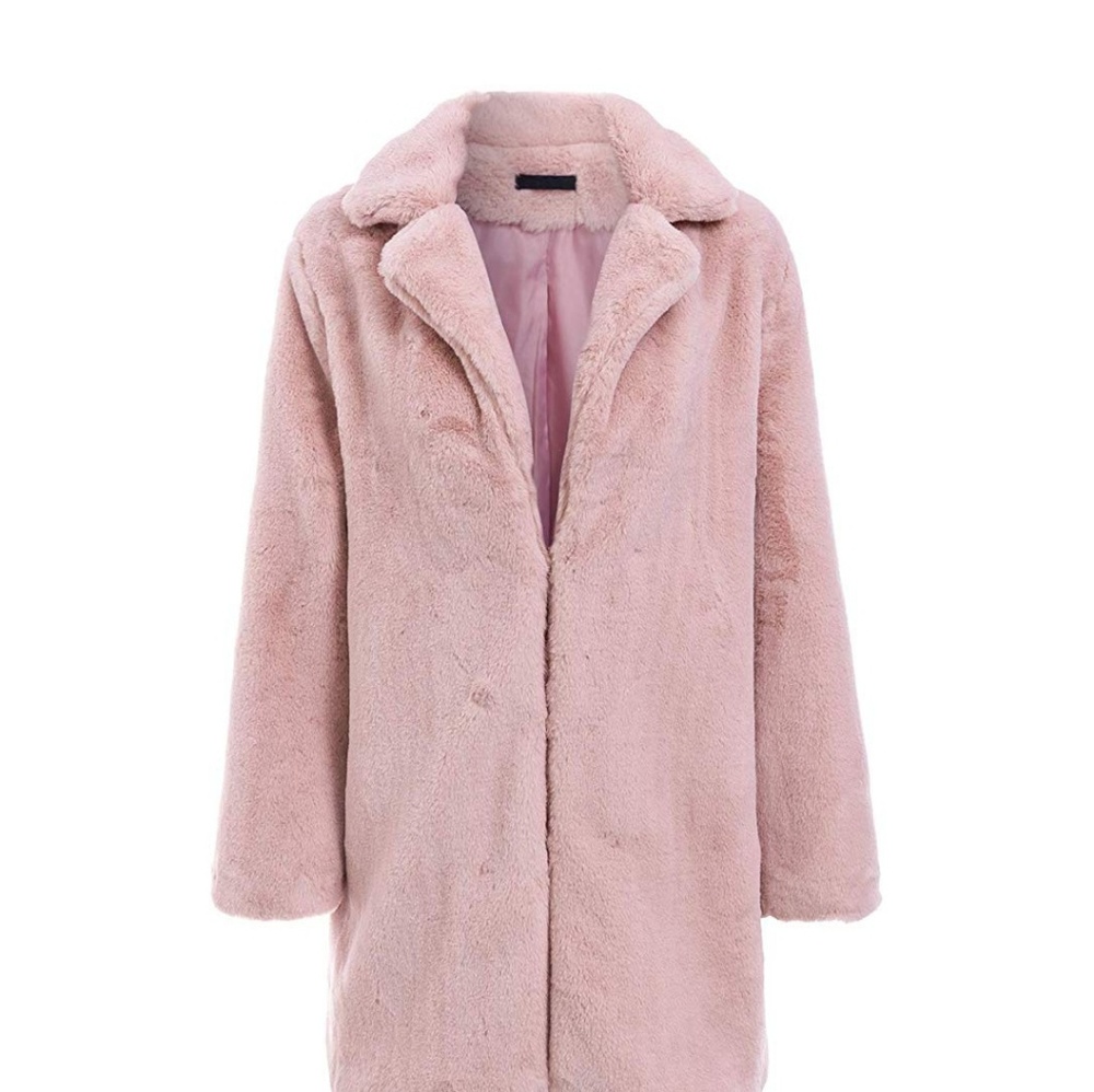 Pink faux fur coat!